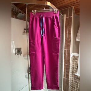 Figs Raspberry Sorbet Yola™ High Waisted 2.0 - Skinny Scrub Pants (small)